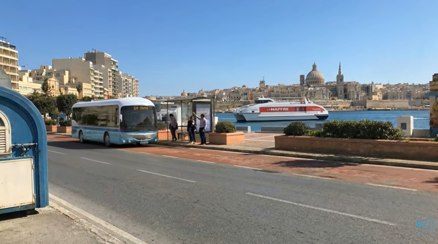 Regenerative Multimodal Transport System — bus and ferry at Valletta waterfront